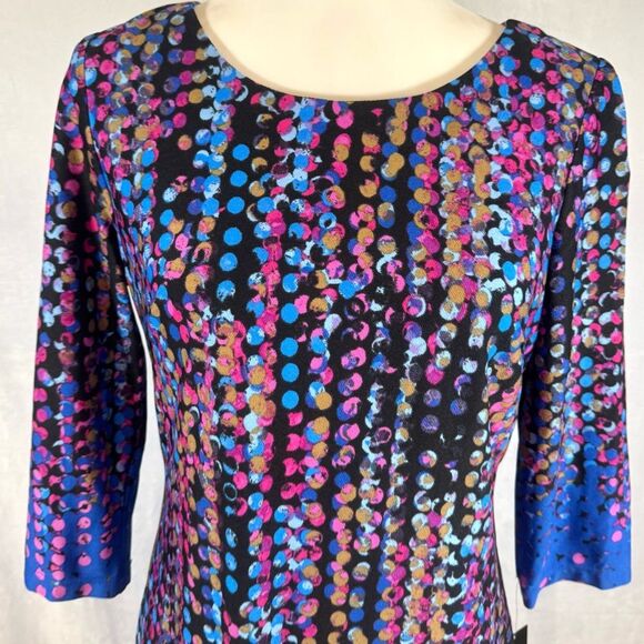 Leslie Fay gorgeous confetti dot abstract print sheath dress size 6 NWT - Picture 5 of 10